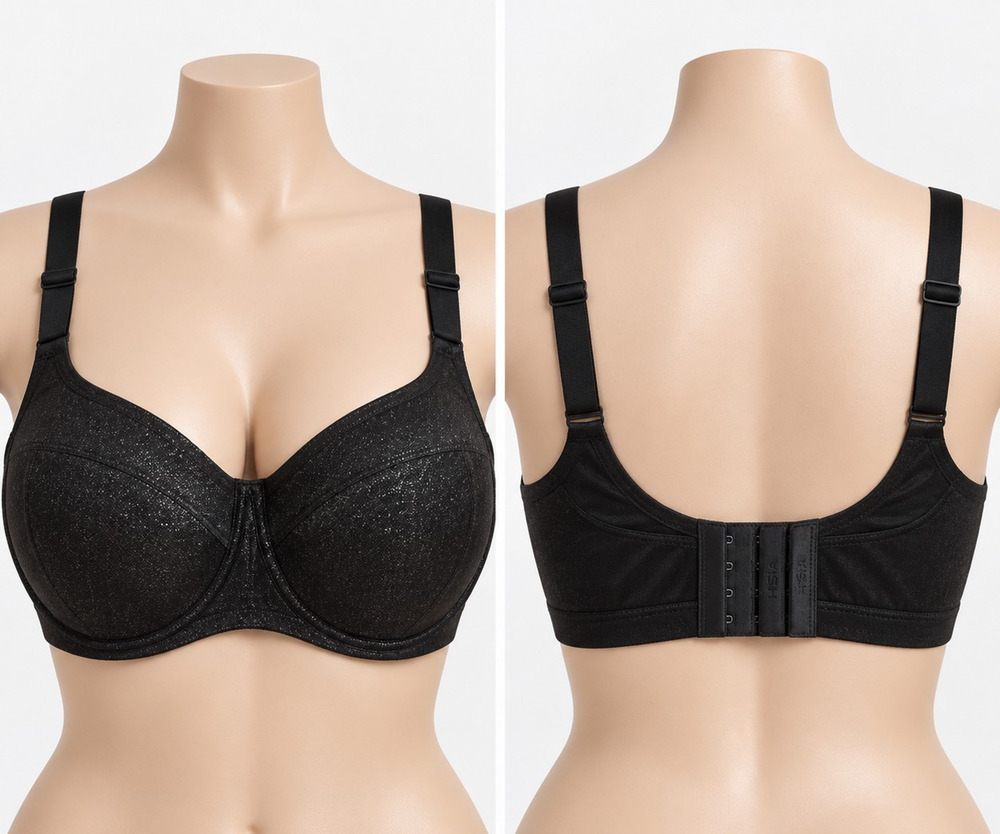 HSIA Starry Night Bra 38DDD Black Balconette Underwire Lightly Padded NWT
